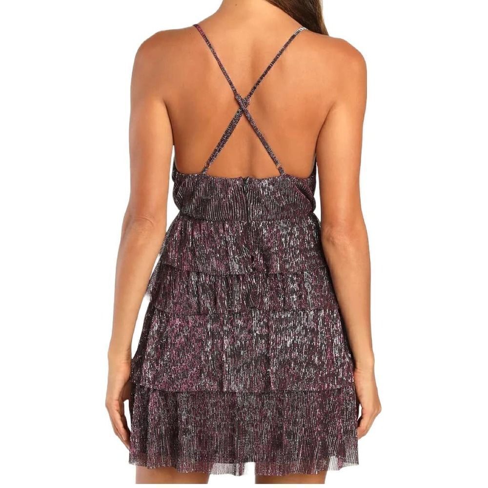 NWT Metallic Tiered Mini Dress - Picture 2 of 4